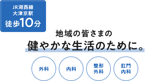 JR湖西線大津京駅徒歩10分 地域の皆さまの健やかな生活のために。